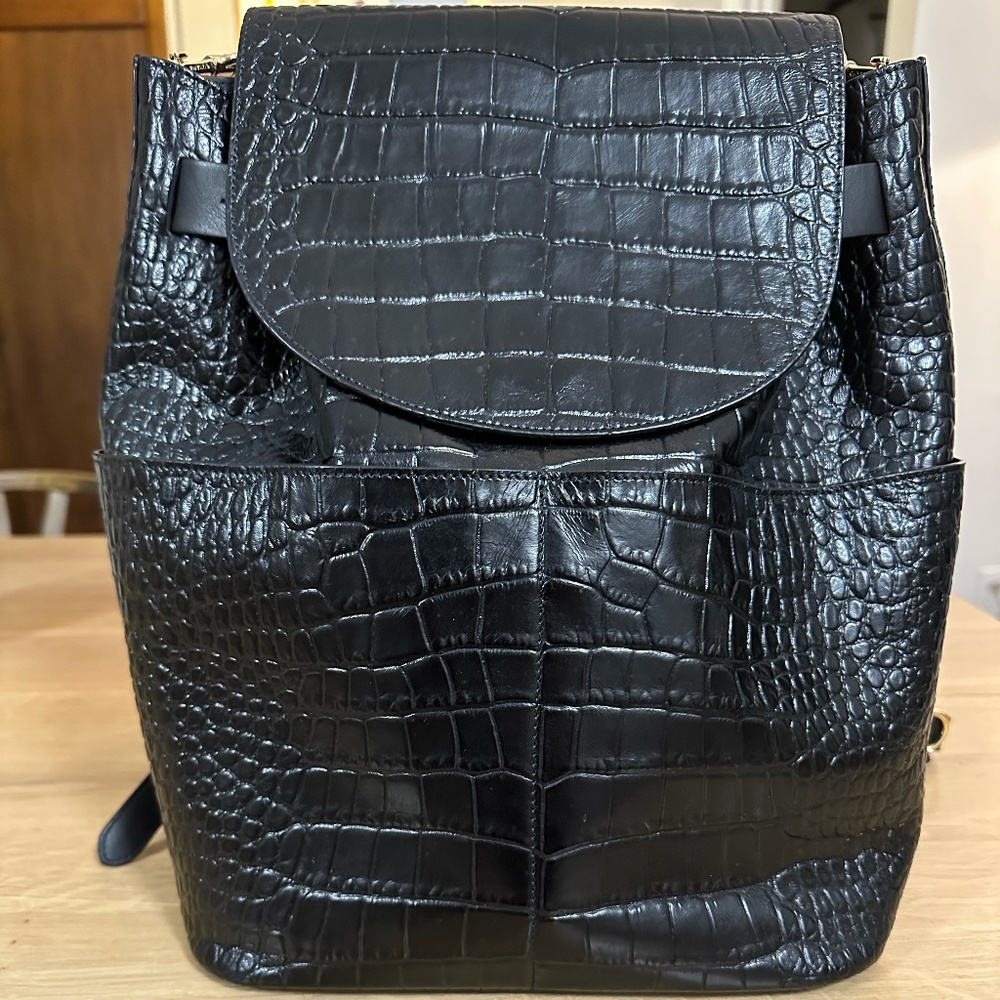 Cuyana Leather Backpack Croc Embossed